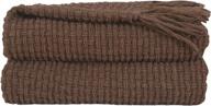 super soft and cozy knitted throw blanket with tassels - ideal for sofas, couches, and home decor - brown - 50"x60" size логотип