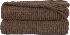 img 4 attached to Super Soft And Cozy Knitted Throw Blanket With Tassels - Ideal For Sofas, Couches, And Home Decor - Brown - 50"X60" Size