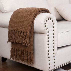 img 2 attached to Super Soft And Cozy Knitted Throw Blanket With Tassels - Ideal For Sofas, Couches, And Home Decor - Brown - 50"X60" Size