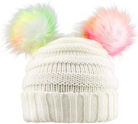 img 4 attached to ACTLATI Winter Knitted Beanie Colorful Girls' Accessories ~ Cold Weather