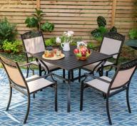transform your patio dining experience with mfstudio's 5-piece outdoor set - square heavy duty metal table and 4 aluminum sling chairs for 4 logo
