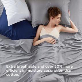img 2 attached to Cool Down Hot Summer Nights With BEDSURE Cooling Sheets Queen - 100% Eucalyptus Luxury Hotel Bed Sheets