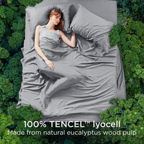 img 3 attached to Cool Down Hot Summer Nights With BEDSURE Cooling Sheets Queen - 100% Eucalyptus Luxury Hotel Bed Sheets