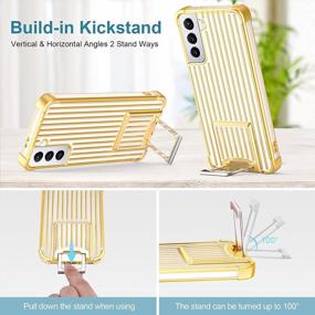 img 1 attached to OCYCLONE For Samsung Galaxy S21 Case, Built-In Kickstand [Two-Way Stand] Anti-Slip Anti-Scratch Shockproof Protective Cute Phone Case For Samsung S21 5G 6.2 Inch 2021 - Gold