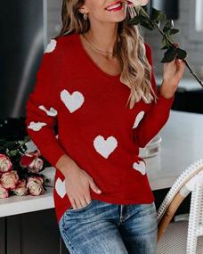img 3 attached to Women'S Lightweight Heart Print Pullover Sweater Off Shoulder Batwing Sleeve Slouchy Tops