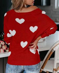 img 1 attached to Women'S Lightweight Heart Print Pullover Sweater Off Shoulder Batwing Sleeve Slouchy Tops