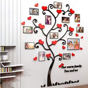 img 3 attached to Transform Your Living Room With ViviLinen 3D Wall Stickers: Family Tree Wall Decal With Picture Frames & Red Heart (Large In Black)