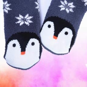 img 2 attached to Get Cozy With JEASONA Women'S Fuzzy Slipper Socks With Grippers: Adorable Animal Gifts For Warm Winter Nights