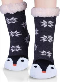 img 4 attached to Get Cozy With JEASONA Women'S Fuzzy Slipper Socks With Grippers: Adorable Animal Gifts For Warm Winter Nights