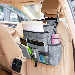 img 1 attached to Car Organizer Front Seat Storage - Work Truck Backseat Tablet Laptop Cup Holder Interior Car Organization
