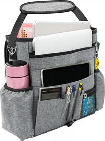 img 4 attached to Car Organizer Front Seat Storage - Work Truck Backseat Tablet Laptop Cup Holder Interior Car Organization