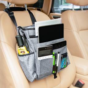 img 3 attached to Car Organizer Front Seat Storage - Work Truck Backseat Tablet Laptop Cup Holder Interior Car Organization