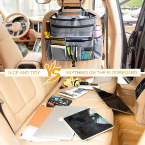 img 2 attached to Car Organizer Front Seat Storage - Work Truck Backseat Tablet Laptop Cup Holder Interior Car Organization