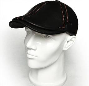 img 2 attached to Luxury Cowhide Leather Newsboy Cap - Perfect For Hunting, Driving & More!