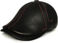 luxury cowhide leather newsboy cap - perfect for hunting, driving & more! logo