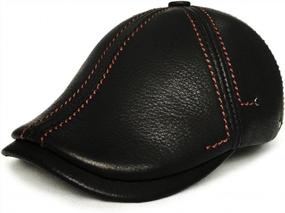 img 4 attached to Luxury Cowhide Leather Newsboy Cap - Perfect For Hunting, Driving & More!