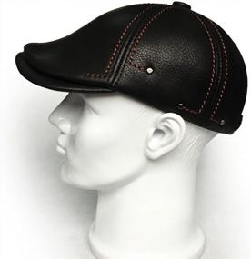 img 1 attached to Luxury Cowhide Leather Newsboy Cap - Perfect For Hunting, Driving & More!