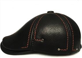 img 3 attached to Luxury Cowhide Leather Newsboy Cap - Perfect For Hunting, Driving & More!