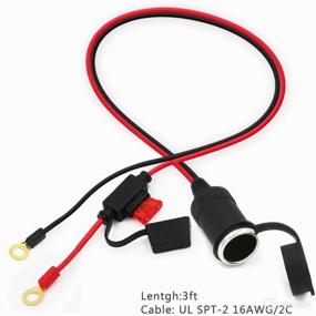 img 1 attached to 🚗 Universal Car Cigarette Lighter Adapter - 12-24V O Ring Terminal Extension Cable, Eyelet Harness, 3FT Length, 15A Output (2 Pack)