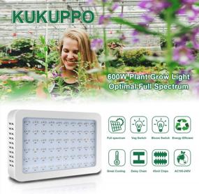 img 3 attached to KUKUPPO 600W Full Spectrum LED Grow Light With Cooling Fans And Daisy Chain For Indoor Plant Veg And Flower Hydroponics Growth