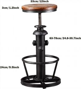 img 3 attached to Adjustable 25-31In Industrial Swivel Bar Stools Kitchen Island Dining Chairs Wooden Seat Counter Height