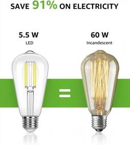 img 1 attached to 6-Pack 60W Equivalent LED Edison Bulbs - 4000K Neutral White, Dimmable ST19 Vintage Filament