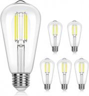 6-pack 60w equivalent led edison bulbs - 4000k neutral white, dimmable st19 vintage filament логотип