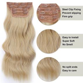 img 3 attached to 20-дюймовые волнистые синтетические клипсы-нарощенные блондинки для женщин: яркие и пышные нарощенные блондинки