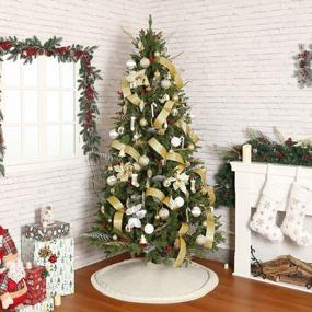 img 1 attached to Sattiyrch Luxury Cable Knit Christmas Tree Skirt - 48 Inches, Thick And Rustic Xmas Holiday Decor In Cream Color
