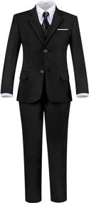 img 4 attached to Black Toddler Suits Bearer Outfit Boys' Clothing ~ Suits & Sport Coats