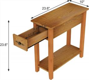 img 3 attached to Узкий столик из орехового дерева с местом для хранения - идеальный маленький столик для гостиной, тумбочка для прикроватной тумбочки для спальни - получите ChooChoo прямо сейчас!