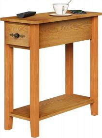 img 2 attached to Walnut Narrow End Table With Storage - Perfect Small End Table For Living Room, Side Table Nightstand For Bedroom - Get Your ChooChoo Now!