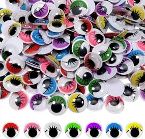 img 4 attached to 👀 TOAOB 210pcs 15mm Wiggle Eyes with Eyelashes: Self Adhesive Assorted Colors for DIY Crafts & Decoration