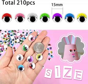 img 3 attached to 👀 TOAOB 210pcs 15mm Wiggle Eyes with Eyelashes: Self Adhesive Assorted Colors for DIY Crafts & Decoration