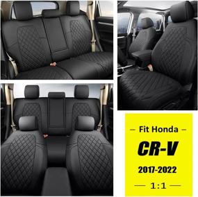 img 3 attached to Custom Fit GIANT PANDA Pu Leather Car Seat Covers Full Set For Honda CRV 2017-2022 (Black)