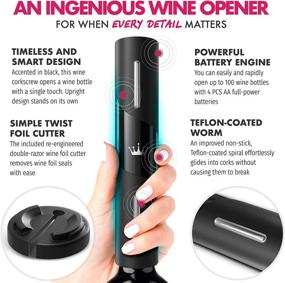 img 2 attached to 2022 VINABON Battery-Operated Electric Wine Opener With Foil Cutter - One-Click Automatic Corkscrew For Effortless Wine Bottle Opening. Includes WineGuide Ebook.