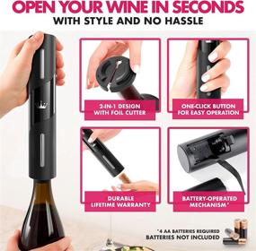 img 3 attached to 2022 VINABON Battery-Operated Electric Wine Opener With Foil Cutter - One-Click Automatic Corkscrew For Effortless Wine Bottle Opening. Includes WineGuide Ebook.