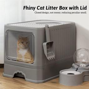 img 3 attached to 🐱 Foldable Enclosed Cat Litter Box with Lid - Fhiny Design | Top and Front Entry Kitty Litter Pan | Removable Drawer and Plastic Scoop | Anti-Splashing, Odor-Free | Easy to Clean and Scoop