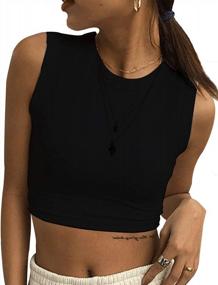 img 4 attached to MISSACTIVER Sleeveless Crop Tank Top In Solid Colors, Perfect For Women'S Basic Wardrobe Collection