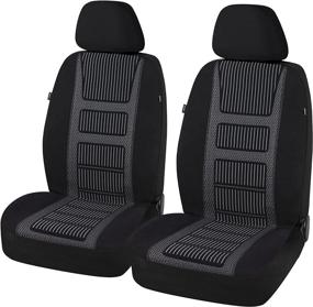 img 4 attached to 🚗 PIC AUTO Symmetrical Knitting Fabric Car Seat Covers for Front Seats - Set of 4, Ideal for Most Cars, Trucks, and SUVs, Interior Covers for Enhanced Protection