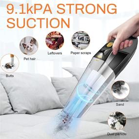 img 3 attached to Powerful Cordless Car Vacuum Cleaner - High Suction, LED Light, Wet-Dry Use | Rechargeable & Portable Handheld Vacuum for Vehicle Home Office