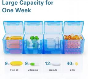 img 3 attached to Large Weekly Pill Organizer 4 Times A Day, Barhon 7 Days Pill Boxes With Dust-Proof Container, Big Letters Medicine Organizer Case For Vitamin Fish Oil Supplement(Rainbow)