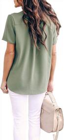 img 1 attached to Summer Casual Chiffon Blouses For Women - Loose Fit Split V Neckline Tunic Tops With Short Sleeves By Allimy
