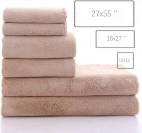 img 1 attached to 6-Piece Brown Microfiber Coral Velvet Ultra Soft Quick Drying Towel Set - 2 Bath, 2 Hand & 2 Washcloths For Fitness, Sports, Yoga & Travel.