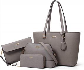 img 4 attached to 👜 Stylish Women's Fashion Handbags Set: Wallet, Tote Bag, Shoulder Bag, Top Handle Satchel