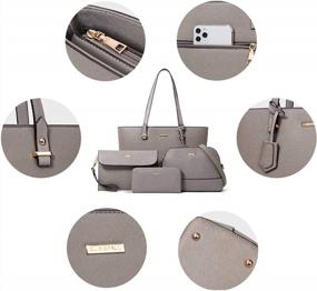 img 2 attached to 👜 Stylish Women's Fashion Handbags Set: Wallet, Tote Bag, Shoulder Bag, Top Handle Satchel
