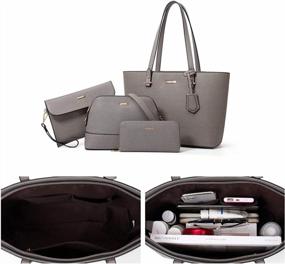 img 1 attached to 👜 Stylish Women's Fashion Handbags Set: Wallet, Tote Bag, Shoulder Bag, Top Handle Satchel