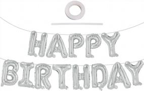 img 4 attached to Eco-Friendly Happy Birthday Balloon Banner - 16-Inch Mylar Foil Letters Sign Bunting For All Ages - Reusable Party Decorations And Supplies For Girls, Boys, And Adults