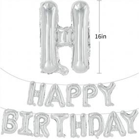 img 3 attached to Eco-Friendly Happy Birthday Balloon Banner - 16-Inch Mylar Foil Letters Sign Bunting For All Ages - Reusable Party Decorations And Supplies For Girls, Boys, And Adults