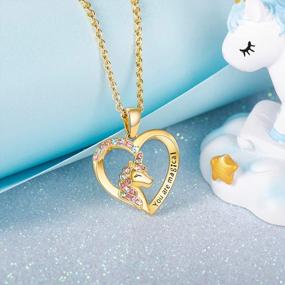 img 1 attached to Magical CZ Stone Unicorn Heart Pendant Necklace - Perfect Gift For Girls' Christmas, Birthday Or Party - Shonyin With 'You Are Magical' Message - Ideal For Niece, Daughter Or Granddaughter